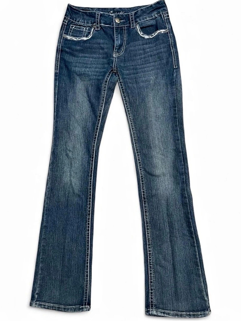 Wired Heart Embellished Cross Bootcut Jeans